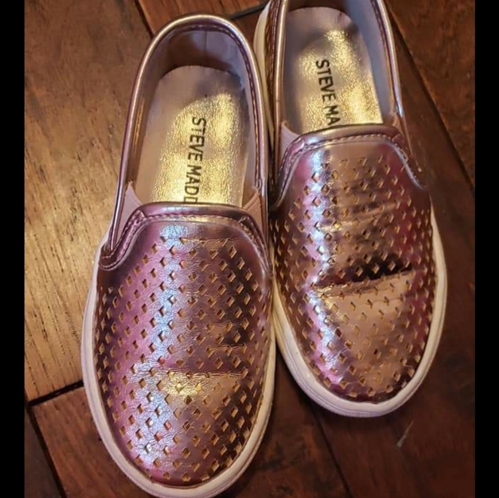 Gold slip on shoes